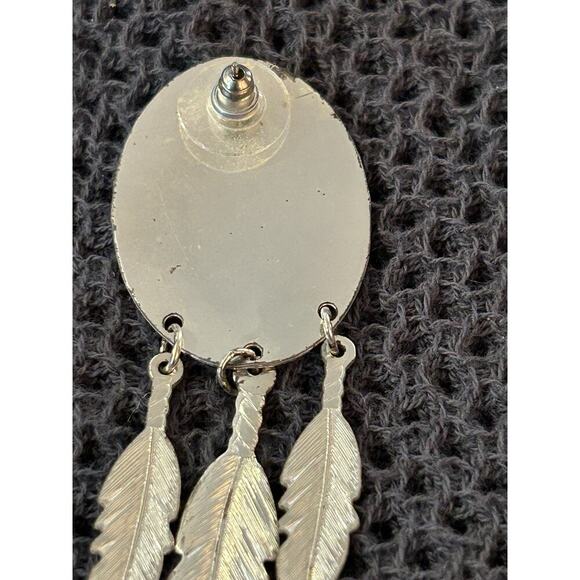 Montana Silversmiths Dangle Feathers Stud Horseman Earrings Western Silver Plate - Picture 8 of 8